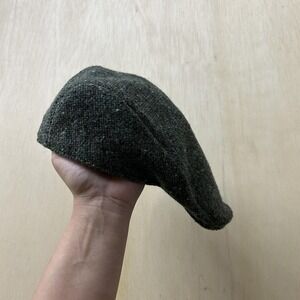 Hanna Hats Hat Cap Fitted Mens Large Green Tweed Wool Flat Ivy Lined Ireland